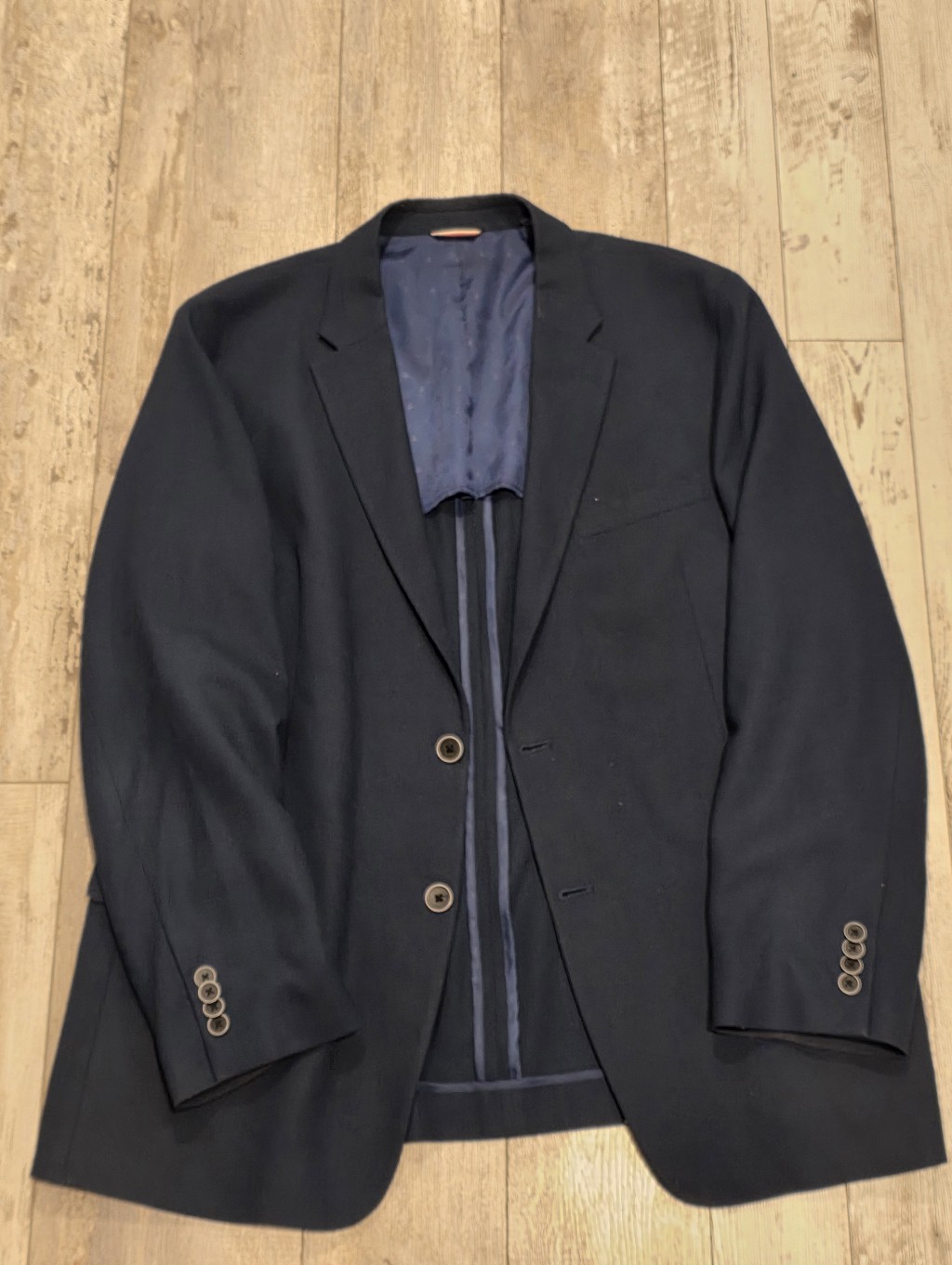 44r Men's Tommy Hilfiger Hopsack Blazer Dark Blue Wool Blend Casual Sport Coat